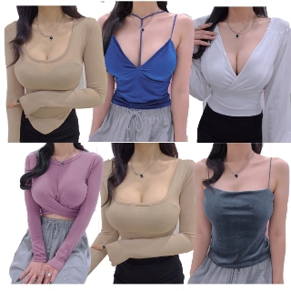 [무료배송] 글램라인 긴팔티 슬림티 크롭티 골지티 여자기본티 쫄티 나시티 크롭탑