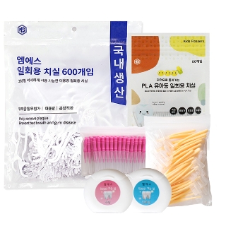 [앵콜창고] [국내생산] 대용량 일회용 치실 600개입 치간칫솔 치실 구강케어