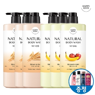 [앵콜창고] 상시딜/증정/ 해피바스 내추럴 정말 순한 촉촉한 바디워시 900g 3개/대용량바디워시